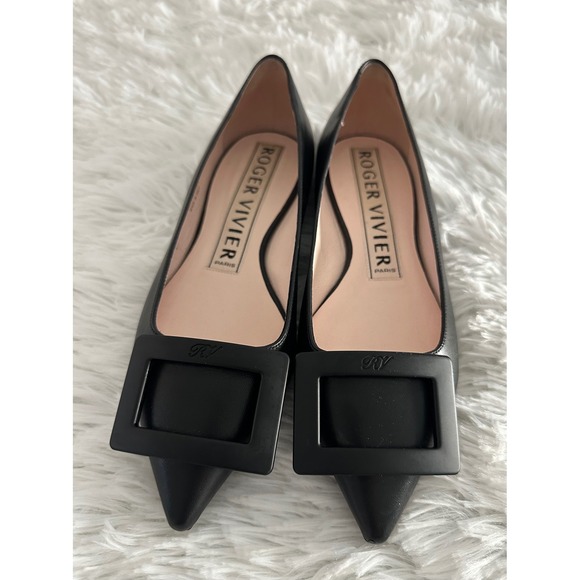 Roger Vivier Gommettine Ball‎ Black leather ballet flat Shoes 35 - Picture 2 of 10